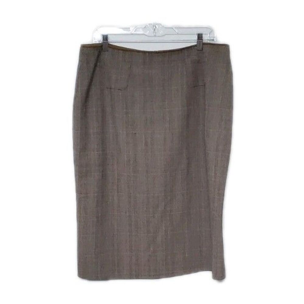 VINTAGE APRIL CORNELL 16 Brown Plaid Pencil Skirt Small Pockets Academia Prep